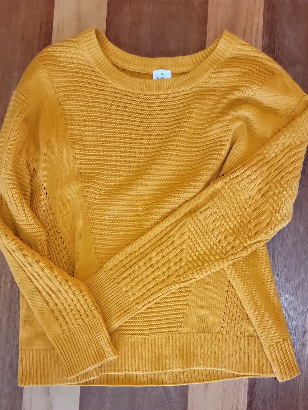 dressbarn Mustard Crewneck Ribbed Knit Sweater